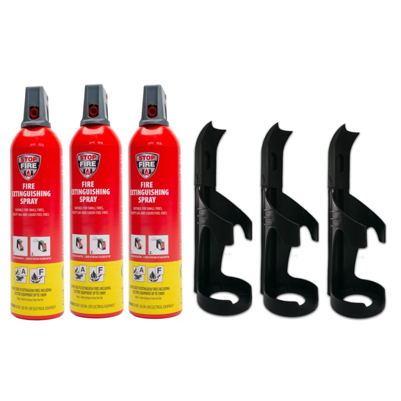 IWH REINOLD MAX extincteur spray STOP FIRE, 3 sprays 750 ml, 3 supports